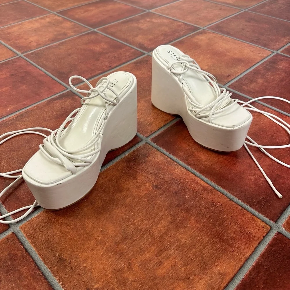 Simmi London Lace-Up Open Toe Platform Heels Size US 9